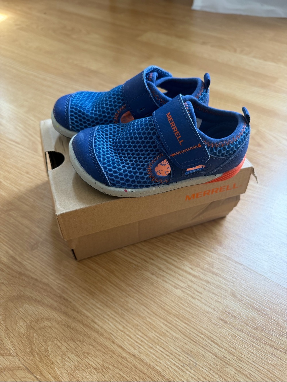Merrell Kids' Blue Mesh Slip-On water shoe - Easy Velcro Closure